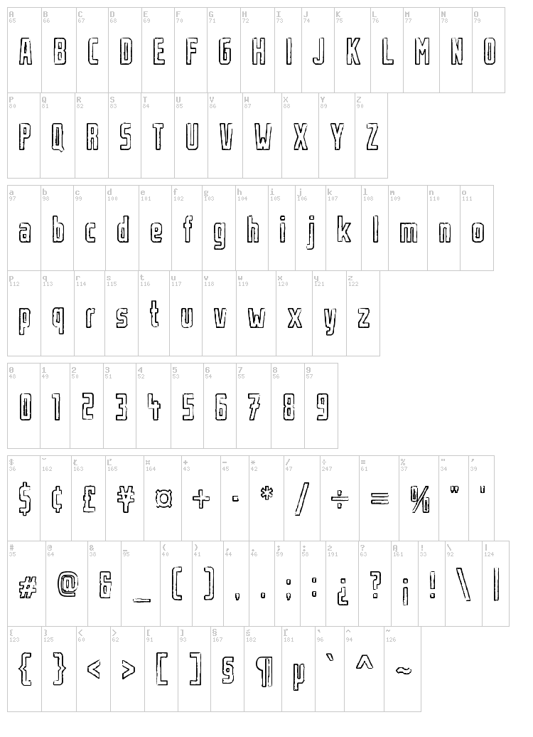 Urban Rubber font map